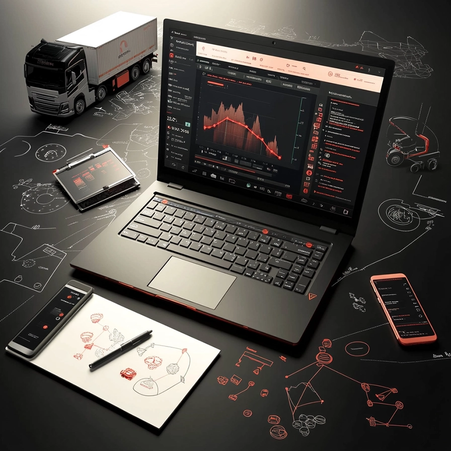 Illustration d'un camion avec un hologramme TMS transport.